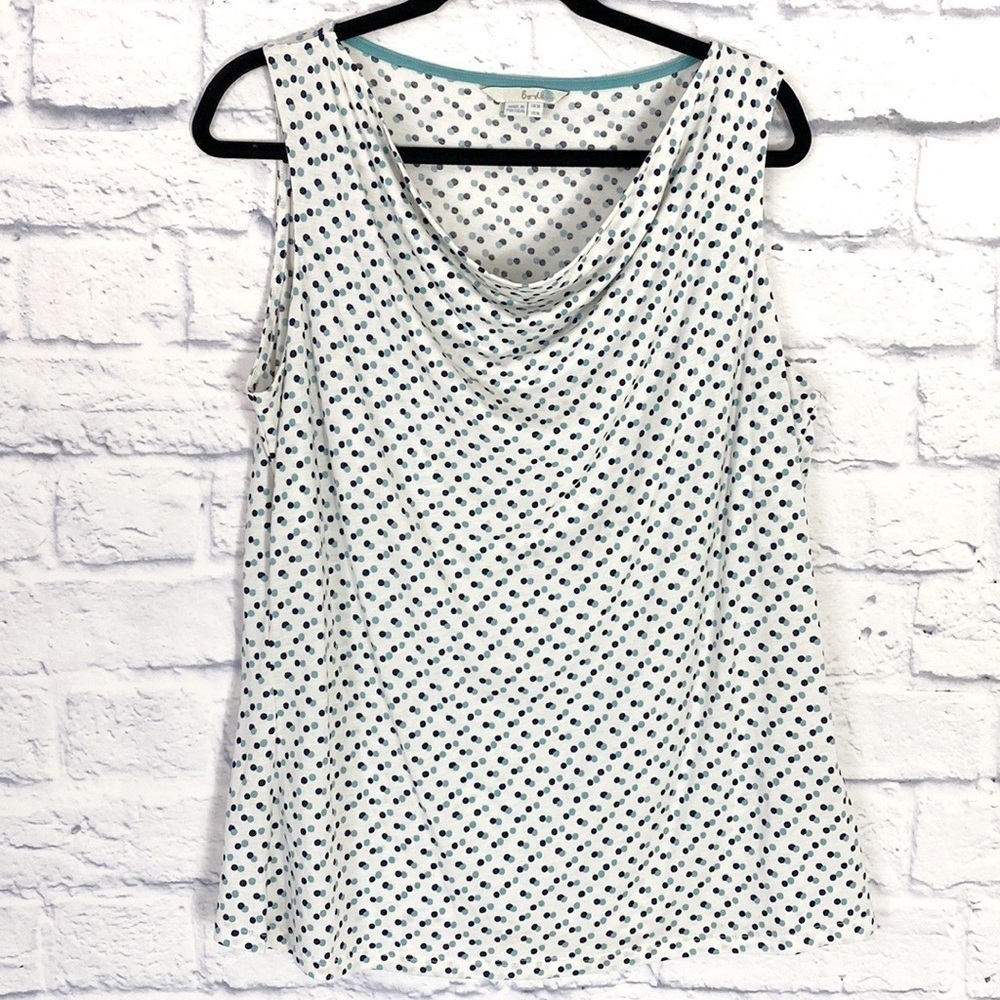 Boden blue polka dot draped neck sleeveless top 14